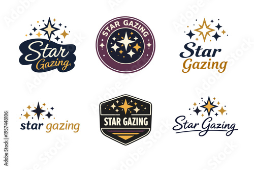 Star gazing logos: creative designs with cosmic elements and typography