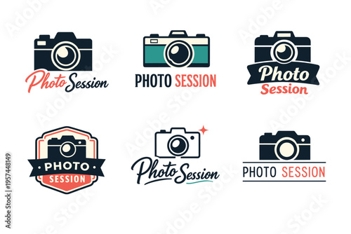 Retro style camera logos for photo session branding
