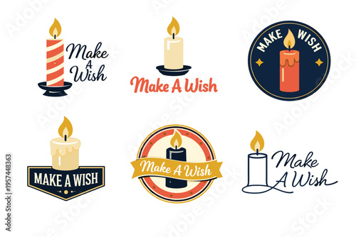 Make a wish candle designs with varied fonts and colors