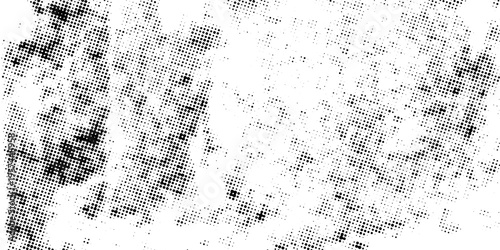 High-contrast halftone background with random dot formations, adding depth and visual interest.