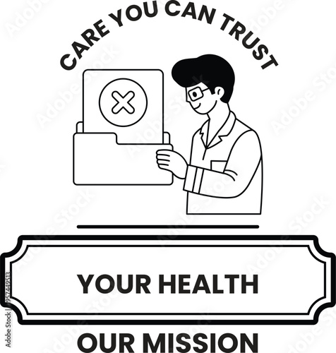 Doctor holds a folder marked with an X