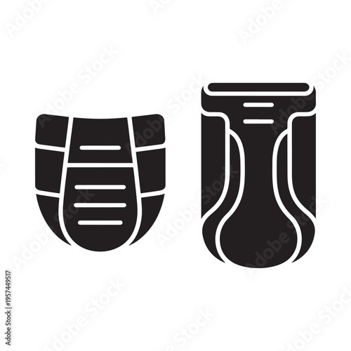 Black silhouette icons depicting two types of climbing shoes