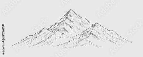Mount Everest minimal ridge line drawing simple Himalayan mountain vector Nepal illustration