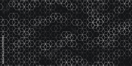 Dark technology hexagonal vector background. Abstract blue bright energy flashes under hexagon in dark technology modern futuristic background vector illustration. Gray honeycomb texture grid