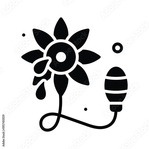 Editable glyph icon of squirting flower classic clown prank