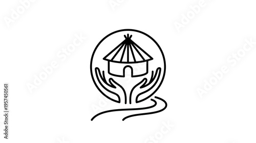 Caring for Shelter Minimalist Line Art Logo