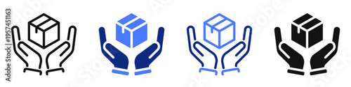 Vector icon or logo of hands holding package box related to delivery and shipping service, transportation and logistic. Symbol for website or app UI, logo design, illustration