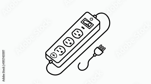 Black and White Outlet Power Strip Outline