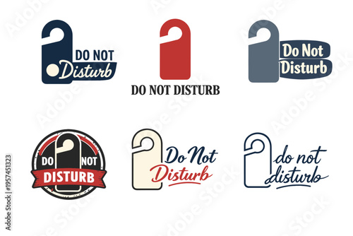 Variety of do not disturb sign designs in multiple styles and colors