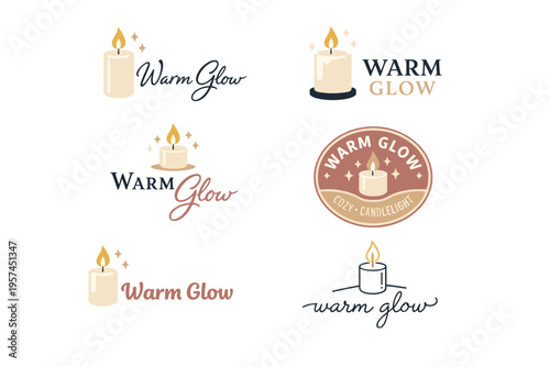 Warm glow candle logo designs: cozy and inviting candlelight emblems