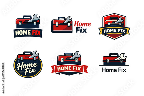 Toolbox and wrench logos for home repair services