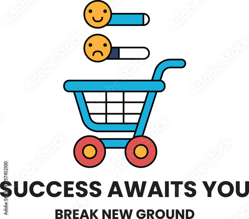 Cart holds two faces: one smiling, one frowning