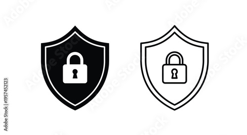 Two shield icons depicting security filled and outlined versions shown