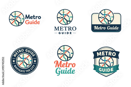 Metro guide logos: navigational map designs with stylish typography