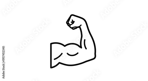 Simple line drawing of a flexed bicep showing strength and physical fitness