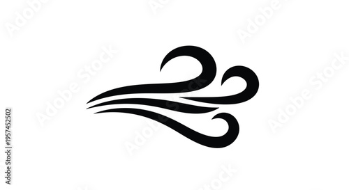 Abstract black swirl design resembling wind or flowing energy