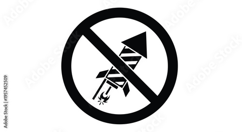 Prohibition sign depicting a firework indicating no fireworks allowed