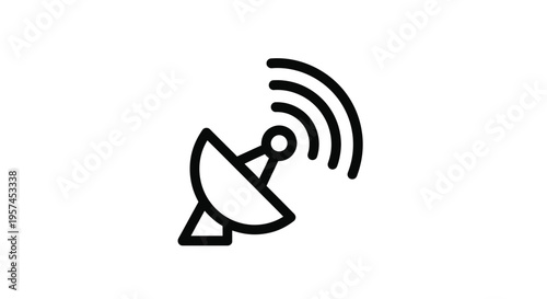 A simple black and white line drawing of a satellite dish