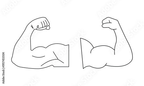 Muscle Arm Icon Set – Strong Bicep, Fitness Strength Gym Power Vector