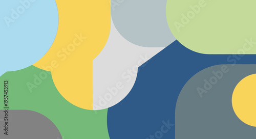 Modern Abstract Geometric Pattern with Colorful Rounded Shapes and Smooth Curves