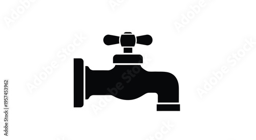 Simple black silhouette of a water faucet or tap side view