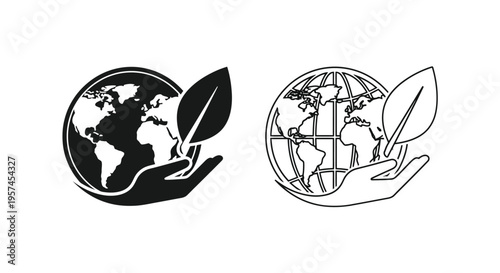 Protecting the earth a hand cradling a globe with a leaf