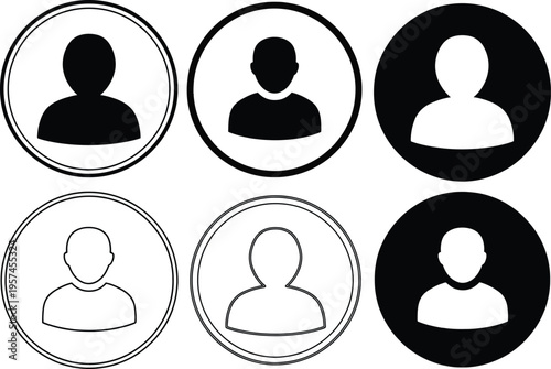 User Profile Icon Set Representing People and Accounts in Digital Interfaces