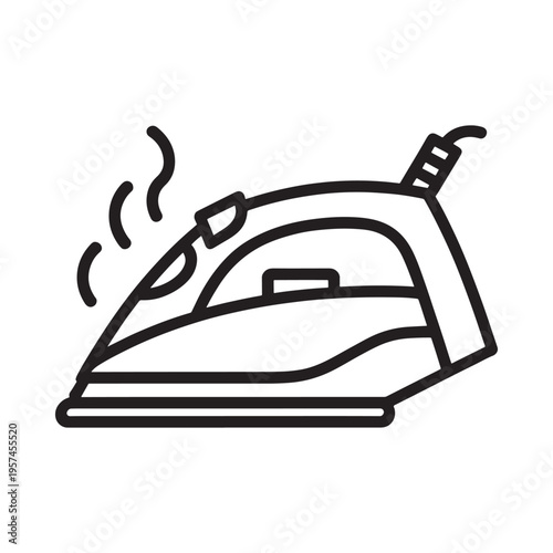 Simple line drawing of a steam iron illustrating household appliance