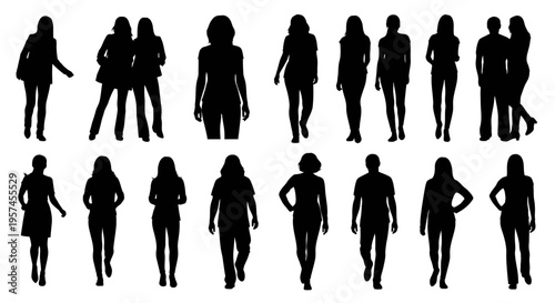 Set of human silhouettes in different poses