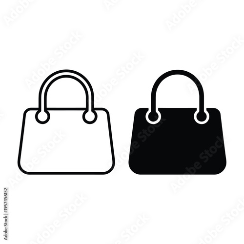 Two handbag icons one white and one black shown in a simple style
