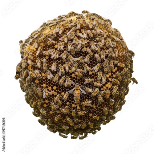 Vector illustration of a swarm of bees in a ball shape