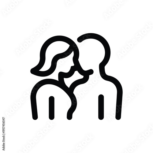 Simple black line drawing depicting two people in a close embrace