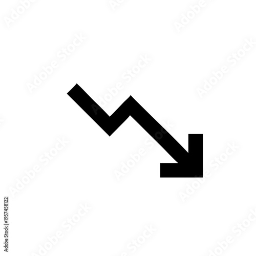A downward zigzag arrow with a bold, sharp tip pointing diagonally