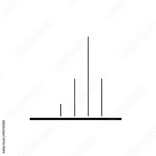 Simple line drawing of a bar chart with varying heights and a baseline