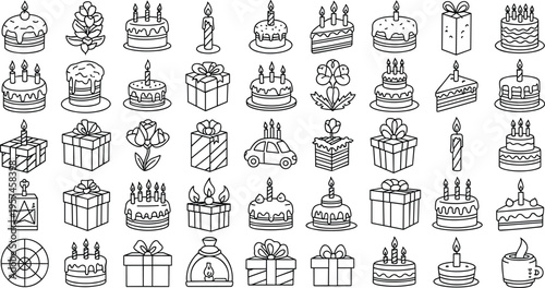 Collection of various wrapped gifts and presents in different shapes and sizes