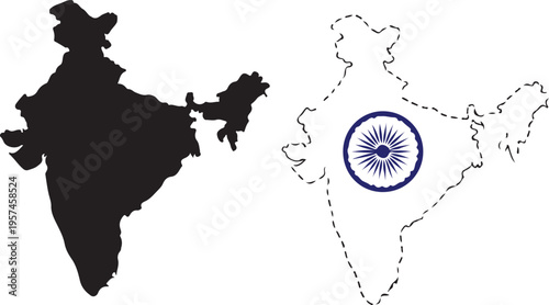 A striking graphic depicts the shape of india alongside its national flag presented as a bold silhouette high quality professional detailed modern elegant stylish clean crisp
