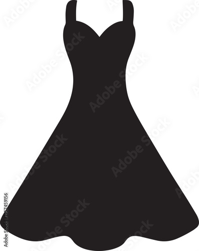 evening dress silhouette vector – elegant black gown icon for fashion and design projects .


