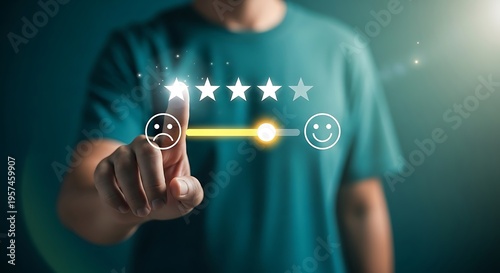 A person interacting with a digital rating system