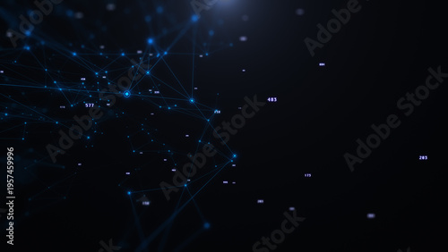 Εκτύπωση καμβά Technology digital telemetry data with 3D wireframe fin blue cyberspace illustration background