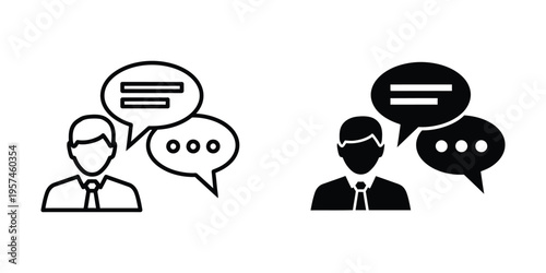 business professionals discussing ideas with speech bubbles vector illustration