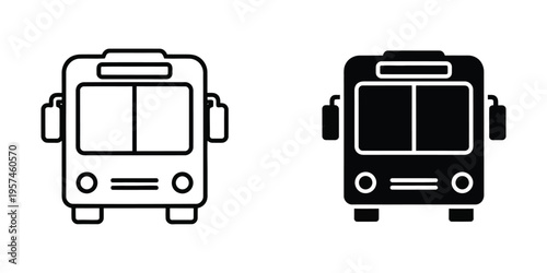 modern city bus front and side view flat design vector illustration