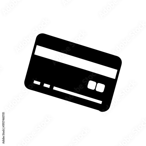 Black and white stripe credit card icon with chip and signature panel visible