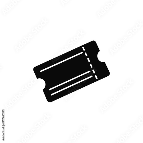 Black rectangular ticket or pass with horizontal lines and perforated edges