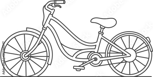 Black and white outline bicycle illustrations with elegant line art details