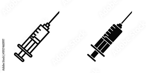 syringe and medical injection vaccine supplies flat design vector illustration