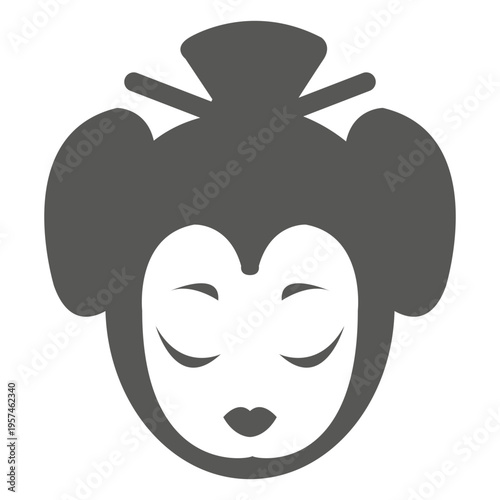 Geisha face icon silhouette