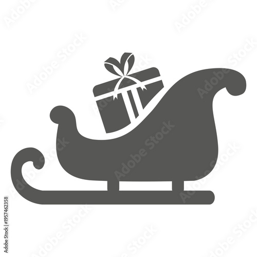 Giftbox on sleigh icon