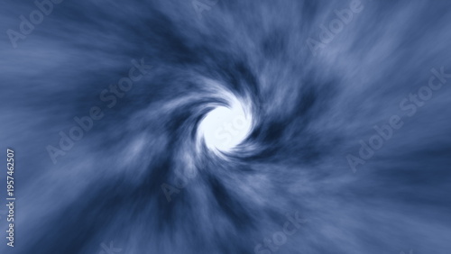 whirlpool forms as dark blue shades mix and swirl around a bright center. motion draws the eye inward, creating a sense of depth and movement in the scene. 3d render