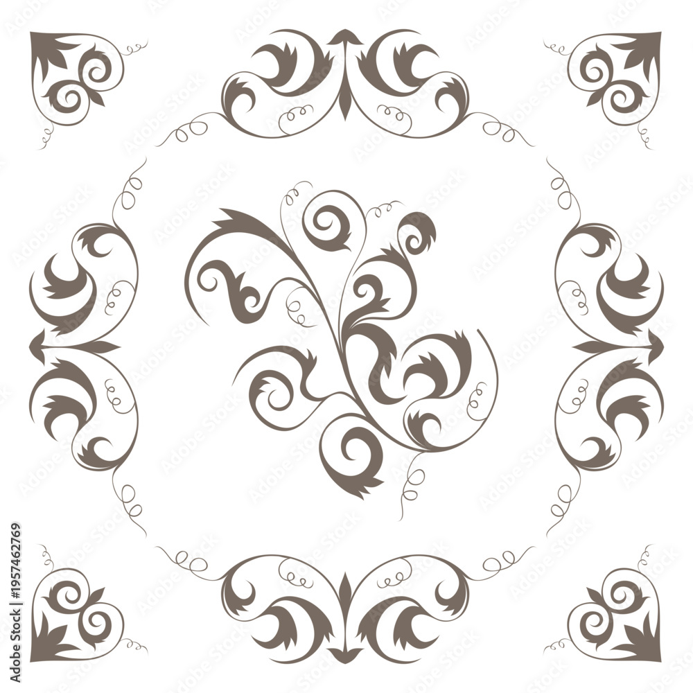 Fototapeta premium Heart corners swirling decoration