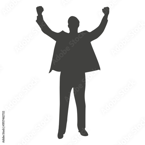 Happy businessman raising hands
